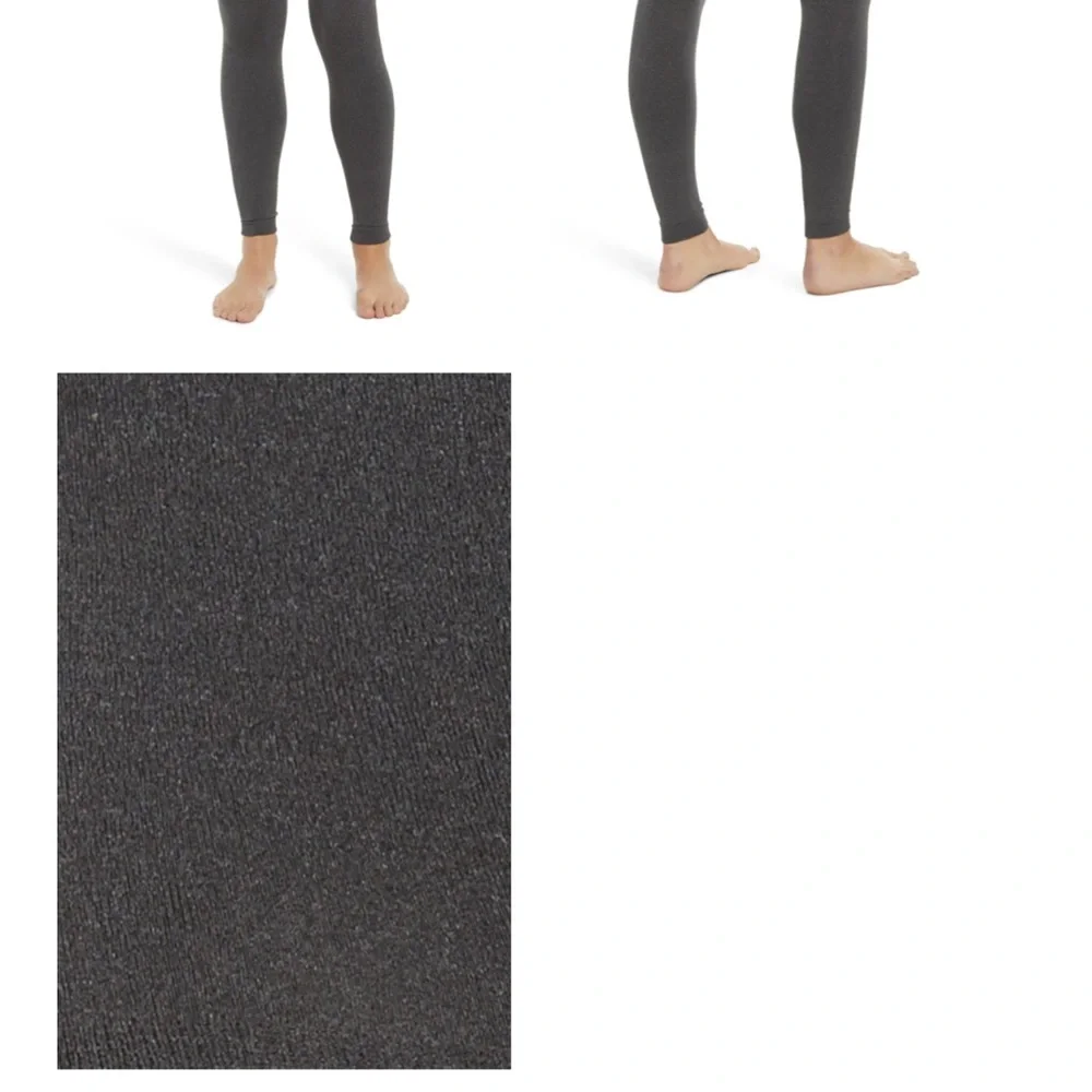 NORDSTROM FLEECE LINED FOOTLESS TIGHTS CHARCOAL GRAY M/L NWT